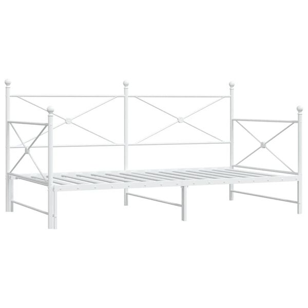 vidaXL Daybed With Trundle White Steel Single to double bed conversion