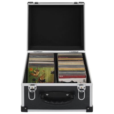 vidaXL CD Case for 40 CDs Aluminum ABS Black