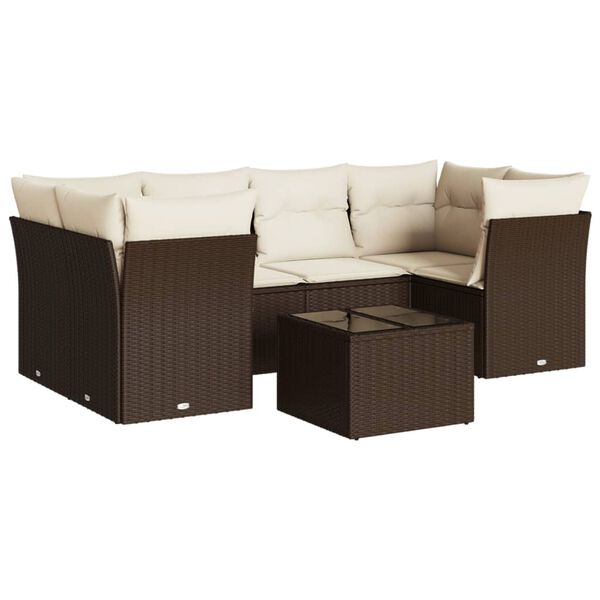vidaXL Garden Sofa Set Brown