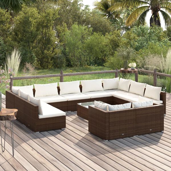 vidaXL Garden Lounge Set Brown, Cream