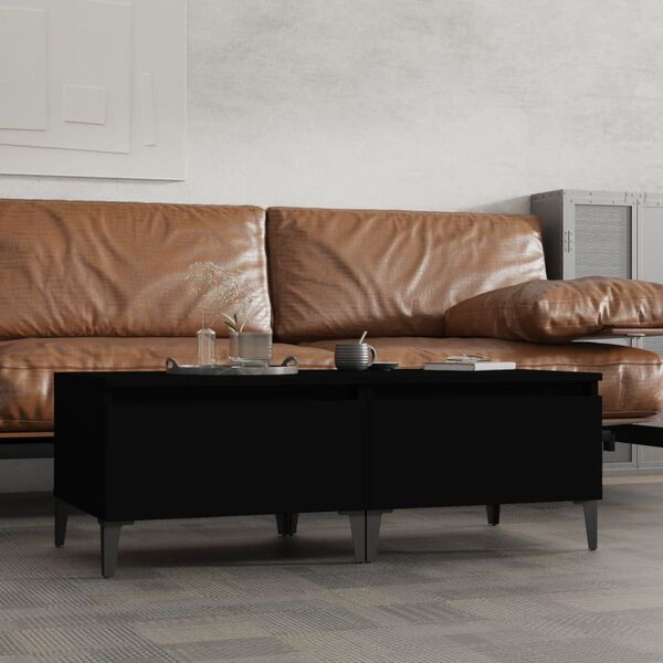 vidaXL Side Table Set of 2 Black Engineered wood, Metal Small