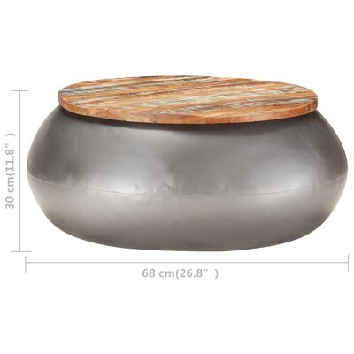 vidaXL Coffee Table Gray 26.8"x26.8"x11.8" Solid Reclaimed Wood