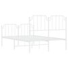 vidaXL Bed Frame White Powder-Coated Steel Full Bed Frame Rectangular