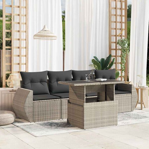 vidaXL Patio Sofa Set Light Grey