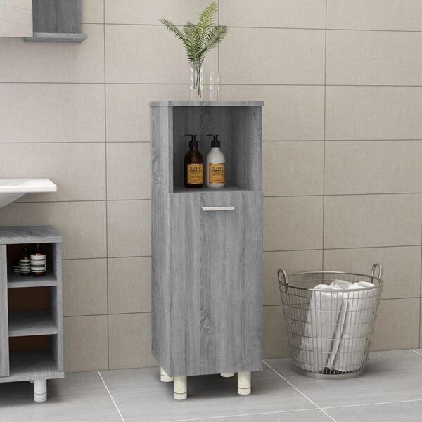 vidaXL Bathroom Cabinet Grey Sonoma Engineered Wood Narrow