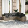 vidaXL Garden Sofa Set Grey PE rattan, powder-coated steel, 100% polyester