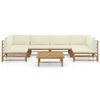 vidaXL Garden Lounge Set Cream White Cushions and Bamboo Frame