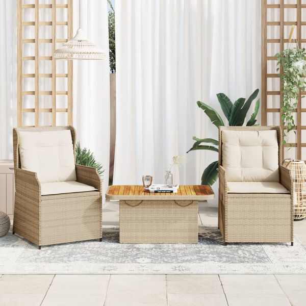 vidaXL Patio Lounge Set Set of 2 Beige, Cream White