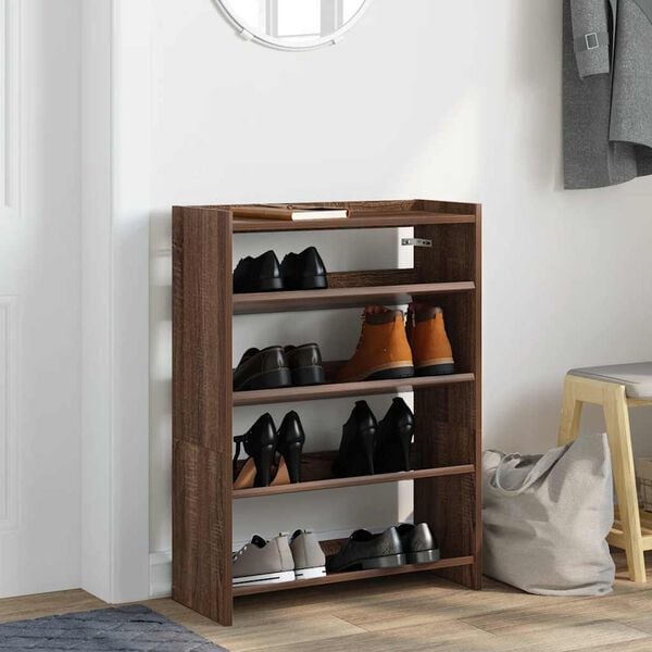 vidaXL Shoe Rack Brown Oak Engineered Wood Compact Shoe Rack