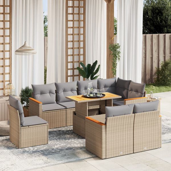 vidaXL Garden Sofa Set Beige and light grey
