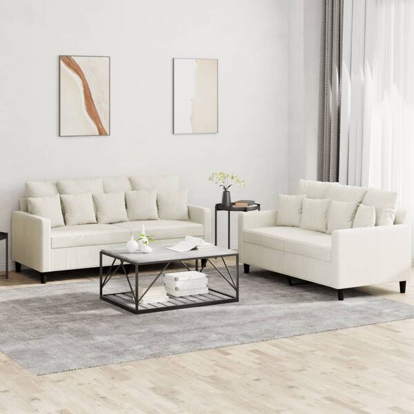 vidaXL Sofa Set Cream Velvet (100% polyester), metal, textilene, plywood