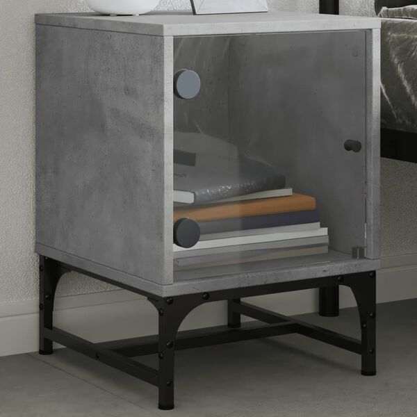 vidaXL Bedside Cabinet Set of 2 Concrete grey