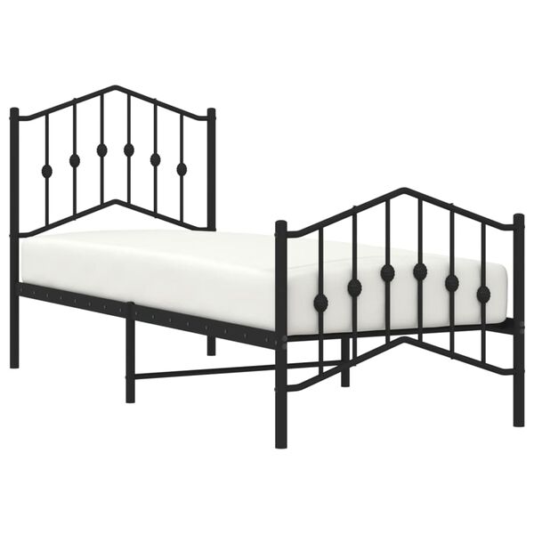 vidaXL Bed Frame Black Powder-Coated Steel Small Single Bed Frame