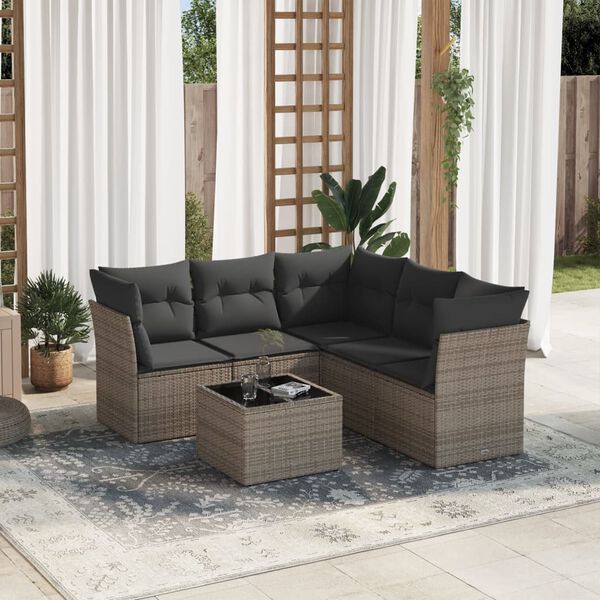 vidaXL Garden Sofa Set Grey PE rattan Compact Modular Garden Sofa Set