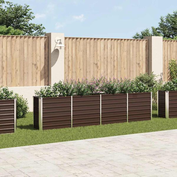 vidaXL Raised Garden Bed Brown Galvanized steel Large Durable