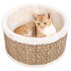 vidaXL Cat Basket Beige Flakeboard, plush, seagrass 14.2 in diameter