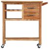 vidaXL Kitchen Trolley 31.5"x17.7"x35.8" Solid Wood Acacia
