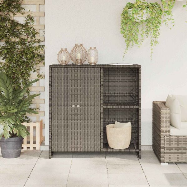 vidaXL Storage Cabinet with Shelf Grey 39.37 x 14.17 x 40.16 in Rattan