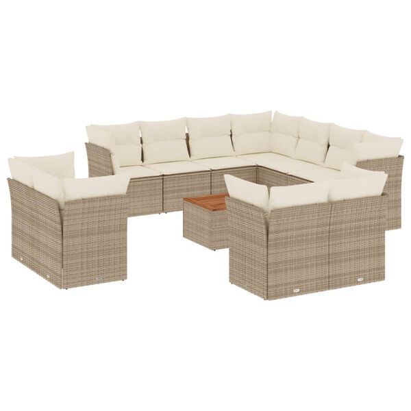 vidaXL Garden Sofa Set Beige, Brown, Cream White