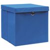 vidaXL Storage Box Set of 4 Blue Non-woven fabric 11.0x11.0x11.0 in