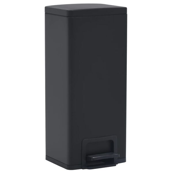 vidaXL Dustbin with Pedal Anti-fingerprint 7.9 gal Black Stainless Steel