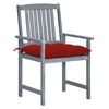 vidaXL Patio Chair Set of 4 Gray and Red Solid acacia wood Medium
