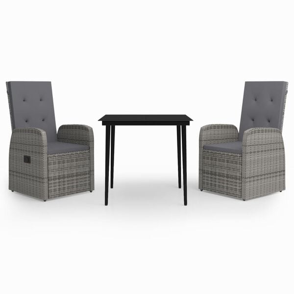 vidaXL Garden Dining Set Grey and Black