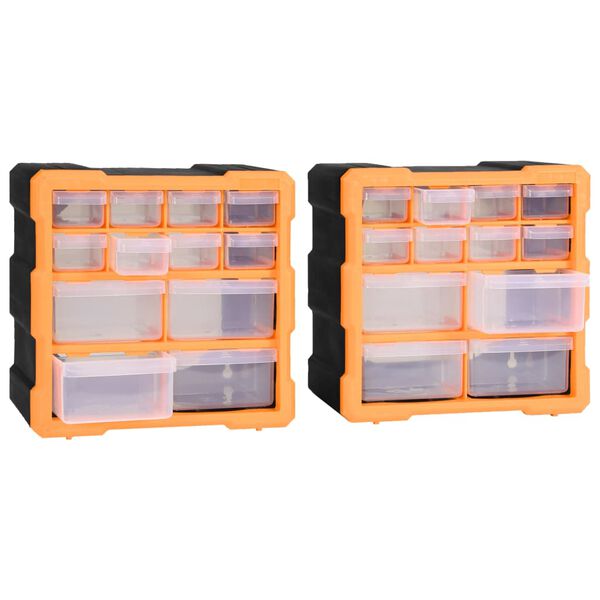 vidaXL Multi-drawer Organizers with 12 Drawers 2 pcs 10.4"x6.3"x10.2"