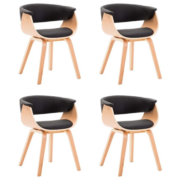 vidaXL Dining Chair Set of 4 Black and brown