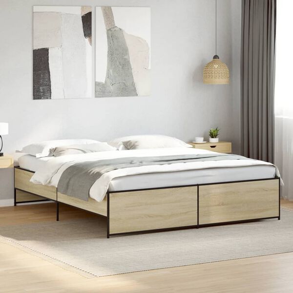 vidaXL Bed Frame Sonoma Oak Engineered wood Super King Strong