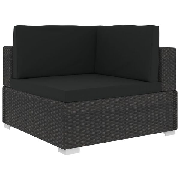 vidaXL Garden Sofa Black PE Rattan, Powder-Coated Steel, 100% Polyester
