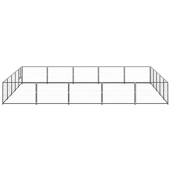 vidaXL Dog Kennel Black Steel 269.1 sq ft Dog Kennel Rectangular