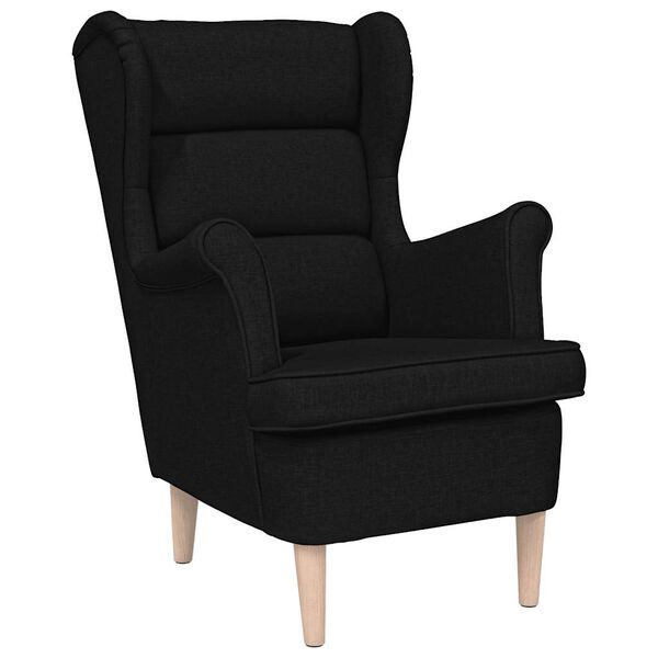 vidaXL Armchair Black Polyester fabric, plywood, solid rubber wood Single