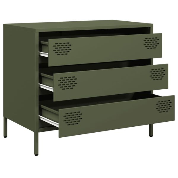 vidaXL Sideboard Olive Green Cold-rolled steel Medium Storage