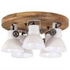 vidaXL Ceiling Lamp White Iron, Solid Mango Wood Medium Industrial