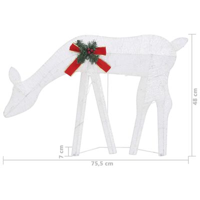 vidaXL Christmas Reindeer Family 106.3"x2.8"x35.4" White Cold White Mesh