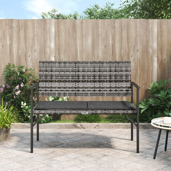 vidaXL Garden Bench Grey PE Rattan 2-Seater Durable Garden Bench