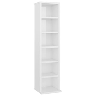 vidaXL CD Cabinet High Gloss White 8.3" x 7.9" x 34.6" Engineered Wood