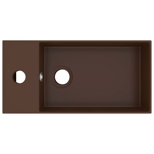 vidaXL Bathroom Sink with Overflow Ceramic Dark Brown