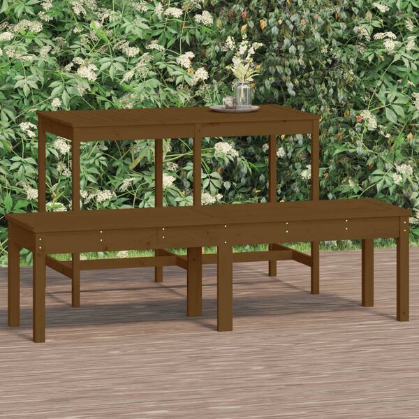 vidaXL Garden Bench Honey brown Solid pine Standard Garden Bench