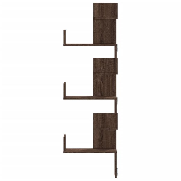 vidaXL Wall Corner Shelf Brown Oak Engineered Wood Medium Wall mounting