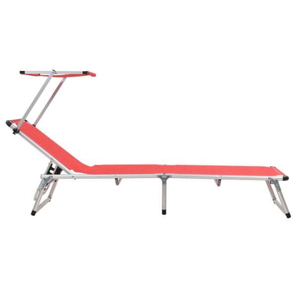 vidaXL Sun Lounger Red Aluminum Standard Collapsible
