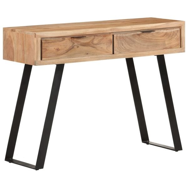 vidaXL Console Table Natural Acacia, Black Solid Acacia wood, Steel