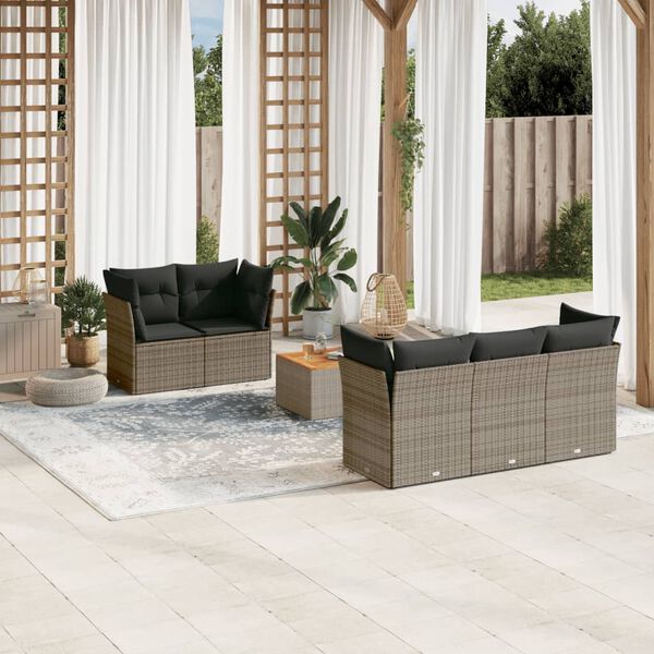 vidaXL Garden Sofa Set Grey Poly Rattan Medium Modular Garden Sofa Set