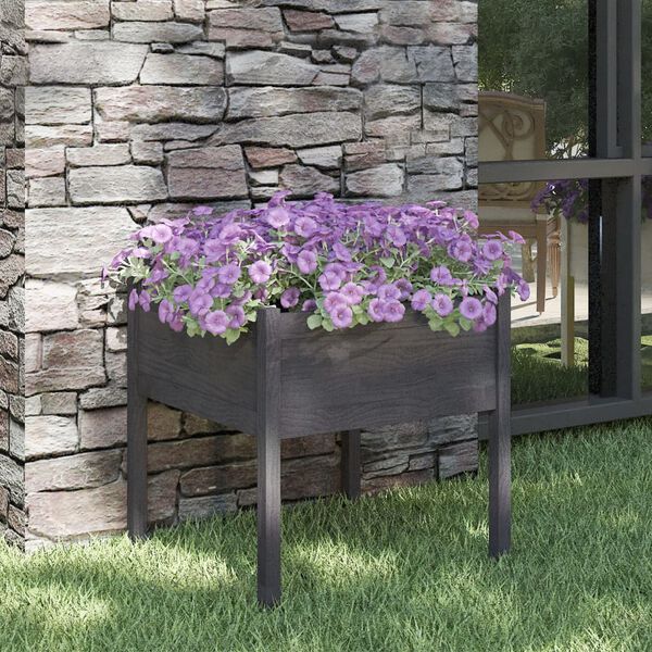 vidaXL Garden Planter Grey Solid Pinewood Large Durable Garden Planter