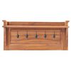 vidaXL Coat Rack Teak Brown Solid Teak Wood 31.5 x 6.5 x 13.8 in Hooks