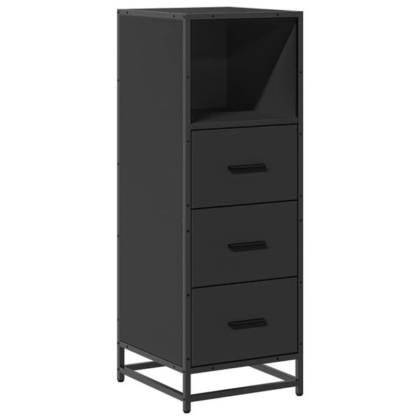 vidaXL Bathroom Cabinet Black Engineered wood, metal 39.4 in