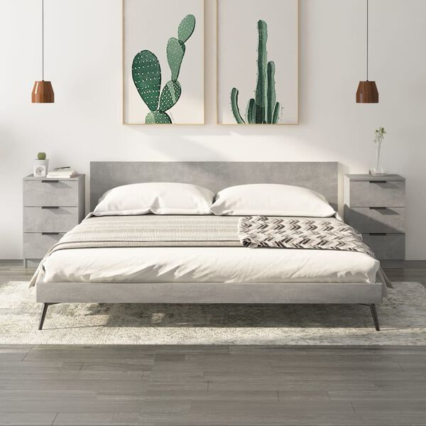 vidaXL Bedside Cabinet Set of 2 Concrete grey Engineered wood Standard