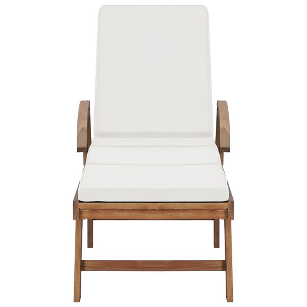 vidaXL Sunlounger Set of 2 Cream Solid Teak Wood Extra Long