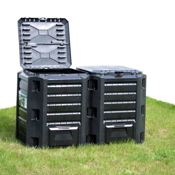 vidaXL Composter Black 100% PP Large Composter Bin Square Modern